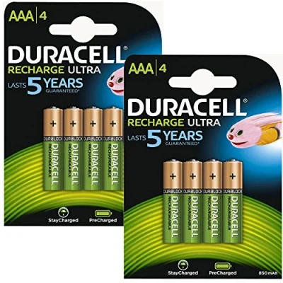Afbeelding van Duracell AAA HR03 oplaadbare batterijen Duralock Pre and Stay Charged 850mAh Value 8 Pack