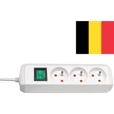Afbeelding van Eco Line stekkerdoos met schakelaar 3 voudig wit 1,5m H05VV F 3G1,5 *FR BE* PENAARDE