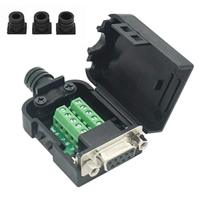 Afbeelding van connector DB9 RS232 D SUB mannelijke seriële adapter 9 pins poort naar aansluitconnector signaalmodule met behuizing (vrouwelijke + moer)