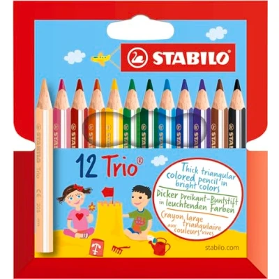 Afbeelding van STABILO Trio Thick Kort En Dik Driekantig Kleurpotlood Met Extra Dikke Kern 4,2 mm Etui 12 Kleuren
