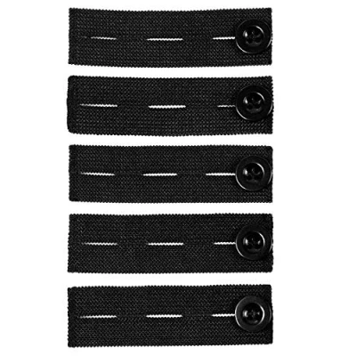Afbeelding van Jieddey Elastische tailleverlenging, 5 stuks broekverlengingen, verstelbare riem, verbreder, knoopbroek voor broek, jeans, zwangerschapsbroek, zwart