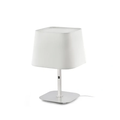 Afbeelding van Faro Lighting Sweet 1 Light Tafellamp Wit, Mat Nikkel met Witte Kap, E27