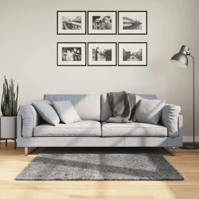 Afbeelding van Vloerkleed laagpolig zacht en wasbaar 120x120 cm antracietkleur