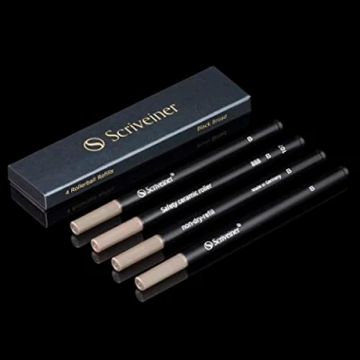Afbeelding van Scriveiner Tintenroller Mine Schwarz Breit 4 Rollerball Refill Minen in hervorragender Qualität für Stifte Sicherheits Keramikmine B Schmidt 888