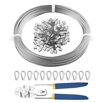Afbeelding van VEVOR staalkabel draadkabel draad 304 roestvrij staal Ф1.59mmx20.2m 2kN 7x7strands