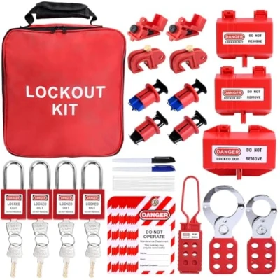 Afbeelding van Lbvzxkad 56 Stks Lockout Tagout Kit Veiligheid Elektrische met Klem op Stroomonderbreker Lockout, voor Elektrisch/Industrieel/Mechanisch