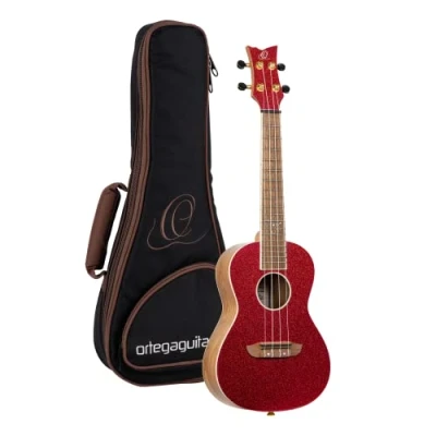 Afbeelding van Ortega RUEL MRD Element Series concert Size Ukulele Metallic Red ukelele met gigbag