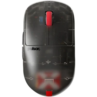 Afbeelding van Pulsar Gaming Gears Superclear Limited Edition: X2H draadloze gamingmuis, symmetrisch, ultralicht 1,90 oz (54 g), PAW3395 26.000 DPI, optische schakelaar (helder zwart)