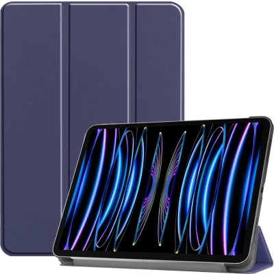 Afbeelding van Case2go Tablet hoes geschikt voor Apple iPad Pro 11 (2024) Tri fold Auto/Wake functie Donker Blauw
