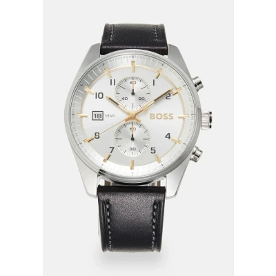 Afbeelding van BOSS Skytraveller Chronograaf black/silvercoloured, Heren, Maat: One Size, Black/silver coloured