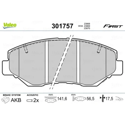 Afbeelding van Valeo Remblokset 301757