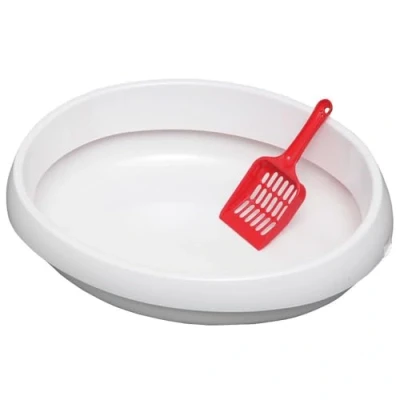 Afbeelding van Iris Ohyama, Kattenbak, Standaard, Afneembare rand, Gladde binnenkant, Compact, Inclusief schepje, BPA vrij, Voor katten, PNE 480, Wit