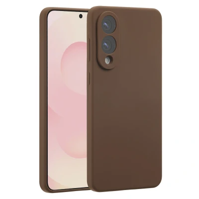 Afbeelding van Accezz Hoesje geschikt voor Samsung Galaxy S25 Edge Liquid Silicone Backcover MagSafe New Tea Brown