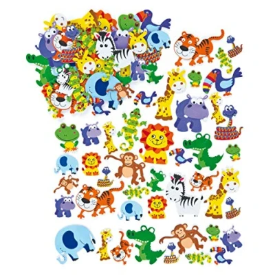 Afbeelding van Baker Ross EV3115 Mosrubbersticker &quot;jungledieren&quot; voor kinderen, kaarten en knutselprojecten (96 stuks), Assorted, meerkleurig