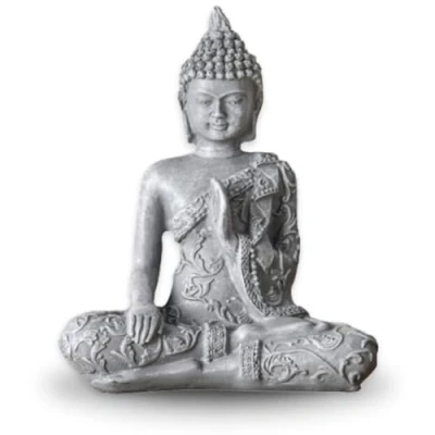 Afbeelding van Zen Light Zen&#039;Light Meditation Buddha 1 en Feng Shui Decoration brengt een rustige ontspannende sfeer in je huis Lucky Charm Standbeeld Grijs Hoogte: 12 cm Resin Stone