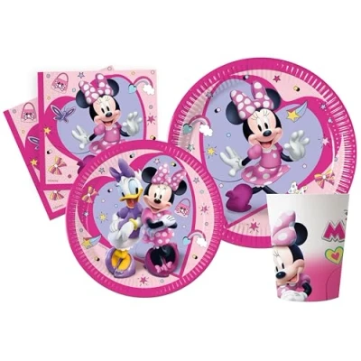Afbeelding van Party Tableware Set Disney Minnie Junior for 24 people (112 pcs: paper plates Ø23cm, Ø20cm, cups 200ml, 40 napkins 33x33cm)
