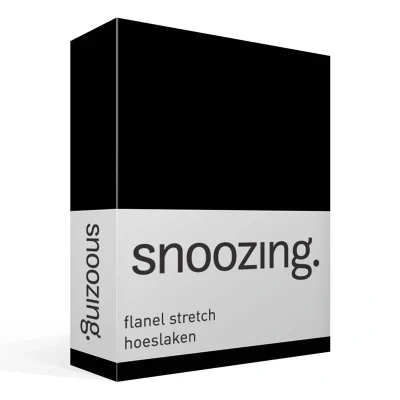 Afbeelding van Snoozing stretch flanel hoeslaken Tweepersoons Zwart
