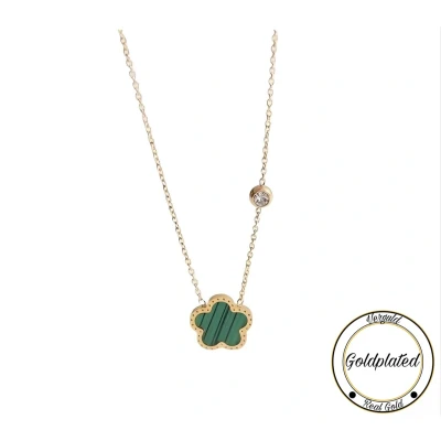 Afbeelding van RVS Klaver Ketting 18k Goldplated 45+7 Groen Geluk Klavertje vier Dames cadeau Soraro Chain Moederdag