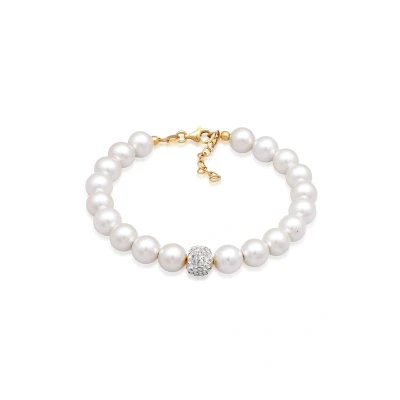 Afbeelding van Elli Dames Armband Elegant met Synthetische Parels en Kristallen in 925 Sterling Zilver