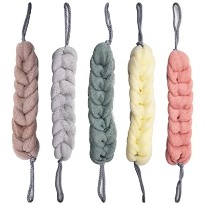 Afbeelding van Back Scrubber,Forreen 5 Stuks Massage Spons Douche Zachte Exfolirende Loofah Rekbare Vlechten Mesh voor Mannen Vrouwen Exfoliëren Reinigen Verzacht Huid