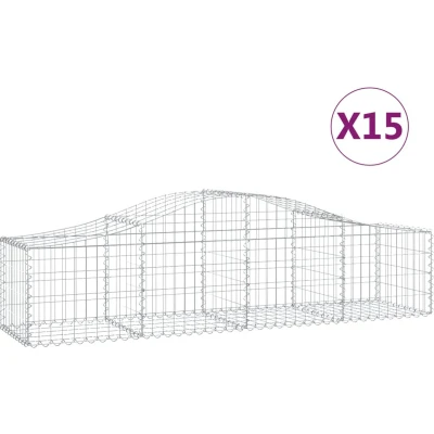 Afbeelding van vidaXL Schanskorven 15 st gewelfd 200x50x40/60 cm gegalvaniseerd ijzer