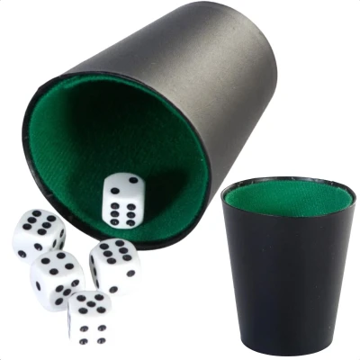 Afbeelding van Cheqo® Pokerbeker Beker voor Dobbelstenen Dobbelbeker Zwart