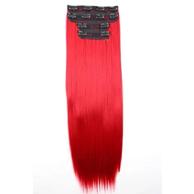 Afbeelding van CAISHA XXL 4 Delige Set Clip In Extensions Haarverlenging Haarstukje Volumineus Glad Rood CES308