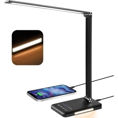 Afbeelding van BIENSER Bureaulamp LED, 600LM Bureaulamp, Tafellamp met 5 Kleuren en 10 Helderheidsniveaus, Dimbaar, Nachtlampje, USB Aansluiting, Geheugenfunctie, 6000K, 10W
