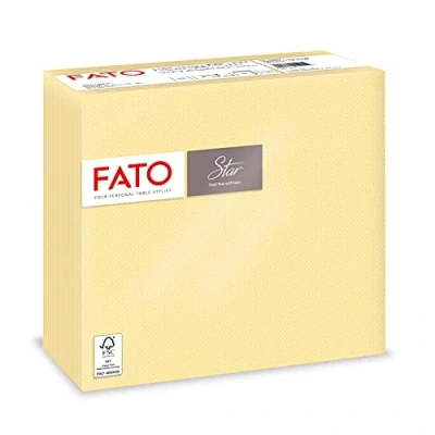 Afbeelding van Fato Wegwerp papieren servetten, zacht en zacht, verpakking met 40 formaat 38 x cm, 4 voudig gevouwen, 2 laags, kleur champagne, papier 100% pure cellulose, FSC gecertificeerd
