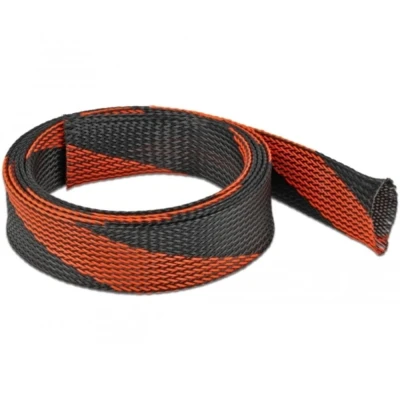 Afbeelding van Delock Gevlochten kous Rekbaar 2 m x 38 mm Zwart Rood