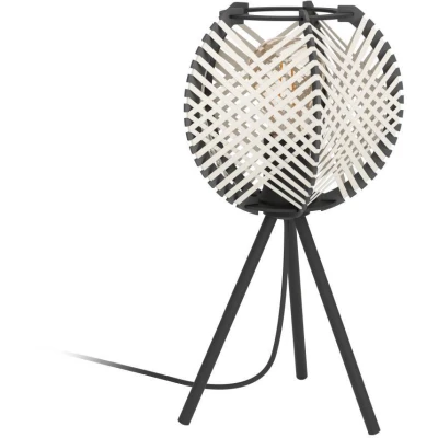 Afbeelding van EGLO Waverton Tafellamp E27 40 cm Zwart/Wit Textiel
