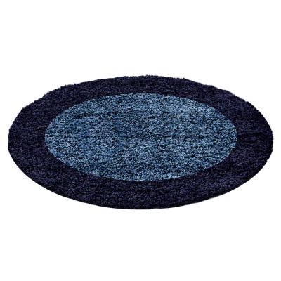 Afbeelding van Basic Shaggy Kader vloerkleed Blauw Hoogpolig 200 cm rond