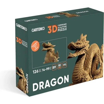 Afbeelding van CARTONIC DRAGON 3D Puzzel DIY Cadeau kado Kinderen en volwasssenen karton ecologisch