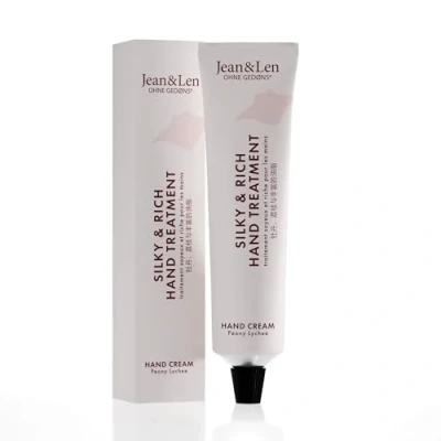 Afbeelding van Jean &amp; Len Silky en Rich Treatment Peony Lychee, 100 procent recyclebare aluminium tube (zonder deksel), rijke handcrème, voor zachte handen, zonder parabenen siliconen, vegan, 75 ml