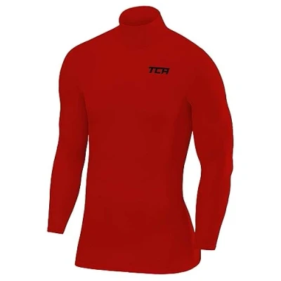 Afbeelding van TCA Mannen SuperThermal Compressie Basislaag Voetbal Hardloop Top Lange Mouw Thermisch Mock Neck Rood, XL