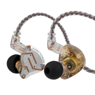 Afbeelding van Linsoul KZ ZS10 Pro, 4BA+1DD 5 Driver in Ear Monitor, HiFi bedrade oordopjes, Oordopjes voor gamers, Hybride IEM koptelefoon met roestvrij stalen front, 2 Pin afneembare kabel(Glare geel,Zonder Mic)