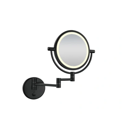 Afbeelding van Wiesbaden wand scheerspiegel met led verlichting mat zwart