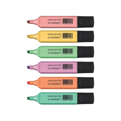 Afbeelding van Q connect Markeerstift Pastel, Geassorteerde Kleuren, Pak Van 6 Stuks