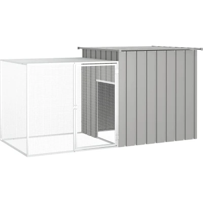 Afbeelding van vidaXL Konijnenhok 200x91x100 cm gegalvaniseerd staal grijs