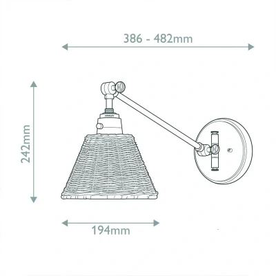 Afbeelding van Hinkley LED Wandlamp Arti 1X E27 Max 60W Heritage Brass, Natural Rattan Shade