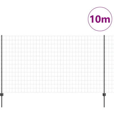 Afbeelding van vidaXL Euro Hek met 10 U Palen Grijs 1.4x10 m Staal