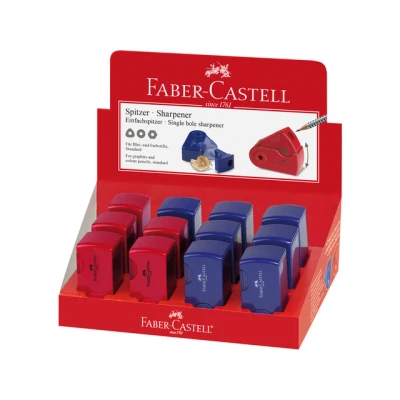 Afbeelding van 12x Puntenslijper Faber Castell Sleeve Mini enkel rood/blauw