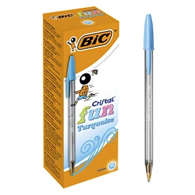 Afbeelding van BIC Cristal Fun Balpennen Brede Punt (1,6 mm) Turquoise, Doos van 20 Stuks