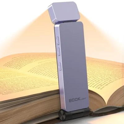 Afbeelding van maxtachi Leeslamp Boekenklem, Nachtkastje Lezen Lamp met 3 Kleuren &amp; Traploos Dimmen, 500mAh USB C Oplaadbaar Klemlicht Boekenlamp voor Nachtlezen, Mini LED Lezer