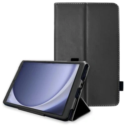Afbeelding van TECHGEAR lederen hoesje voor Samsung Galaxy Tab A9 8,7 inch (SM X110 / SM X115) Premium PU slanke folio standaard met polsband [zwart]