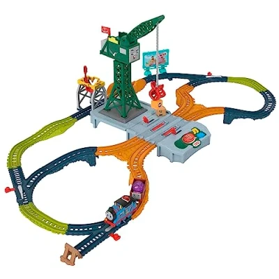 Afbeelding van de Thomas trein geluiden van Sodor Cranky Delivery Set met drie figuren uit serie, soundbaan en gemotoriseerde treinen batterijen, kinderspeelgoed, 3+ jaar, HXG13