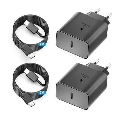 Afbeelding van USB C oplader (2 stuks),45 W,snellaadkabel voor Samsung Galaxy S24, S23, S22, S21, S20FE, S10, S9, S8, A55, A54, A53, A52, A51, A50, A34, A33, A23, A13, adapter,laadstekker,snellader met 2 M