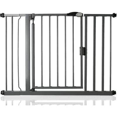 Afbeelding van Safetots Traphekje Drukbevestiging Zelfsluitend Assortiment, 103,8 cm 110,8 (42 opties beschikbaar), Leisteen Grijs, Babyhekje, Veiligheidshekje voor Peuter, Eenvoudige Installatie.