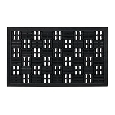 Afbeelding van deurmat rubber 45 x 75 cm raster design antislip met noppen weerbestendig