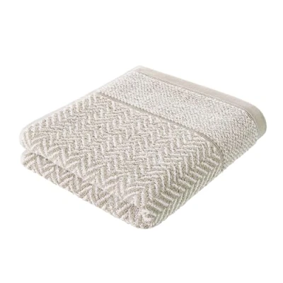 Afbeelding van herzbach home Douchehanddoek, badhanddoek 100% katoen, 70x140 cm, patroon, zandgrijs